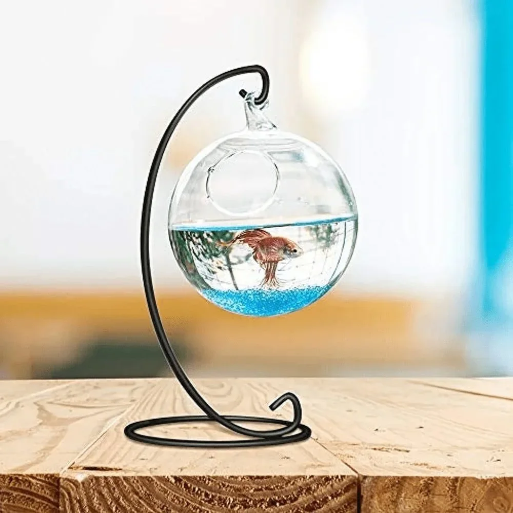 1 Set Hanging Fishbowl Tank with Stand, Small Table Flower Bowl Vase